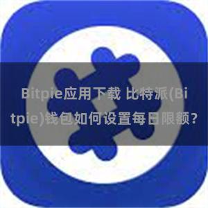 Bitpie应用下载 比特派(Bitpie)钱包如何设置每日限额？